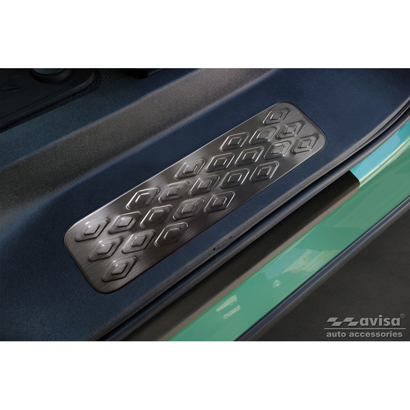 Seuils de portes inoxydable noir sur mesure pour Volkswagen ID.Buzz 2022- 2-pièces