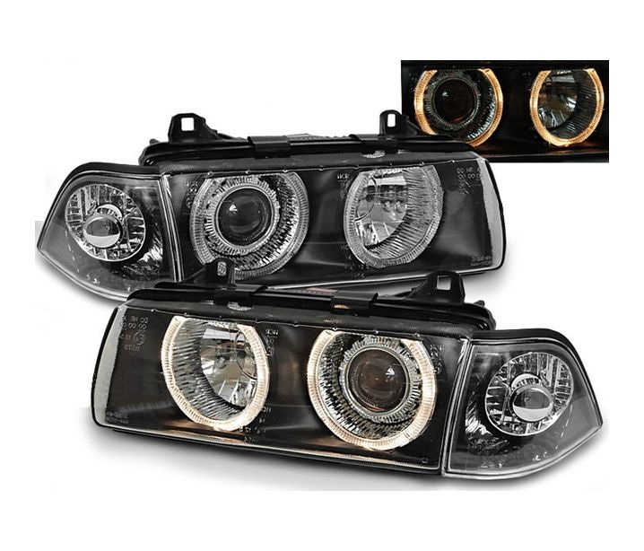 Phares BMW E36 coupe Angel Eyes chrome