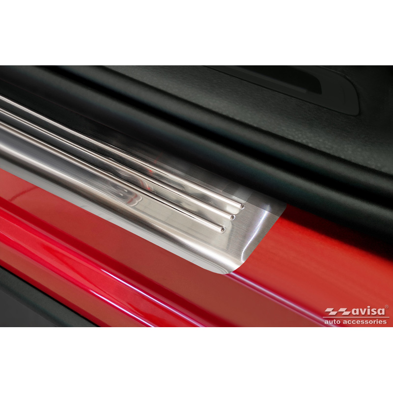 Seuils de portes inoxydable sur mesure pour Volkswagen Tiguan II 2016-2020 & FL 2020- incl. Allspace 2017-2020 & FL 2020-2024 - 'Lines' - 4-pièces