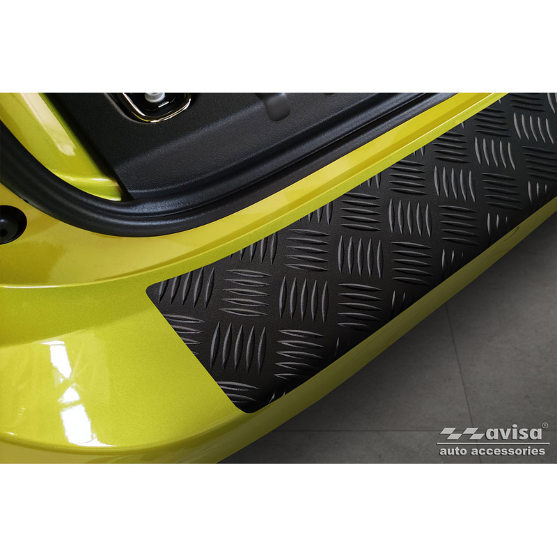 Protection de seuil arrière en aluminium noir mat sur mesure pour Volkswagen ID. Buzz + Cargo 2022- 'Riffled Plate'
