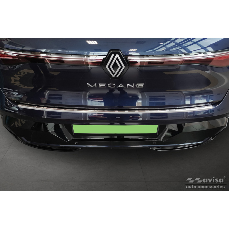 Protection de seuil arrière inox sur mesure pour Renault Megane E-Tech 2022- 'Ribs'