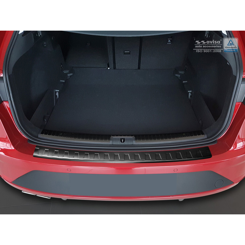 Protection de seuil arrière inox noir sur mesure pour Seat Leon (5F) ST 2013-2017 & 2017- 'Ribs'
