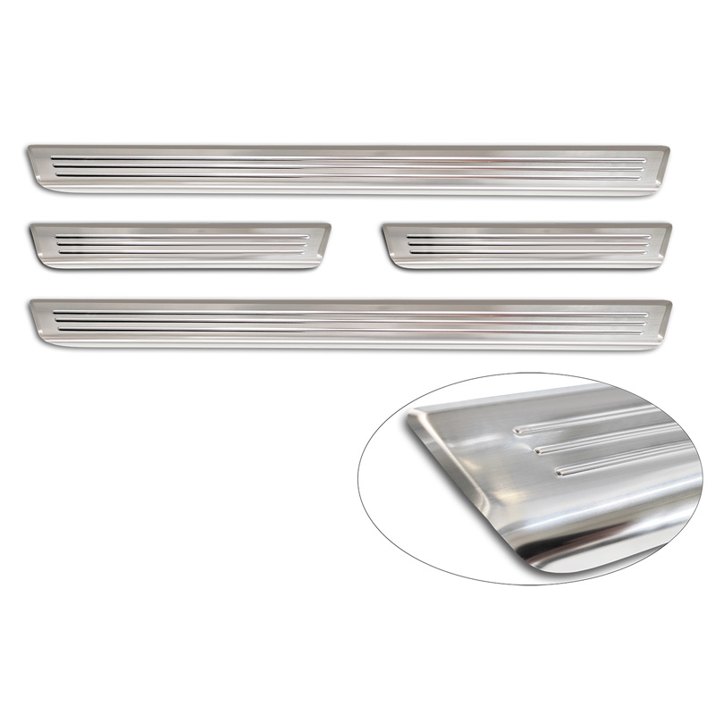 Seuils de portes inox sur mesure pour Skoda Enyaq 2020- 'Lines' - 4-pièces
