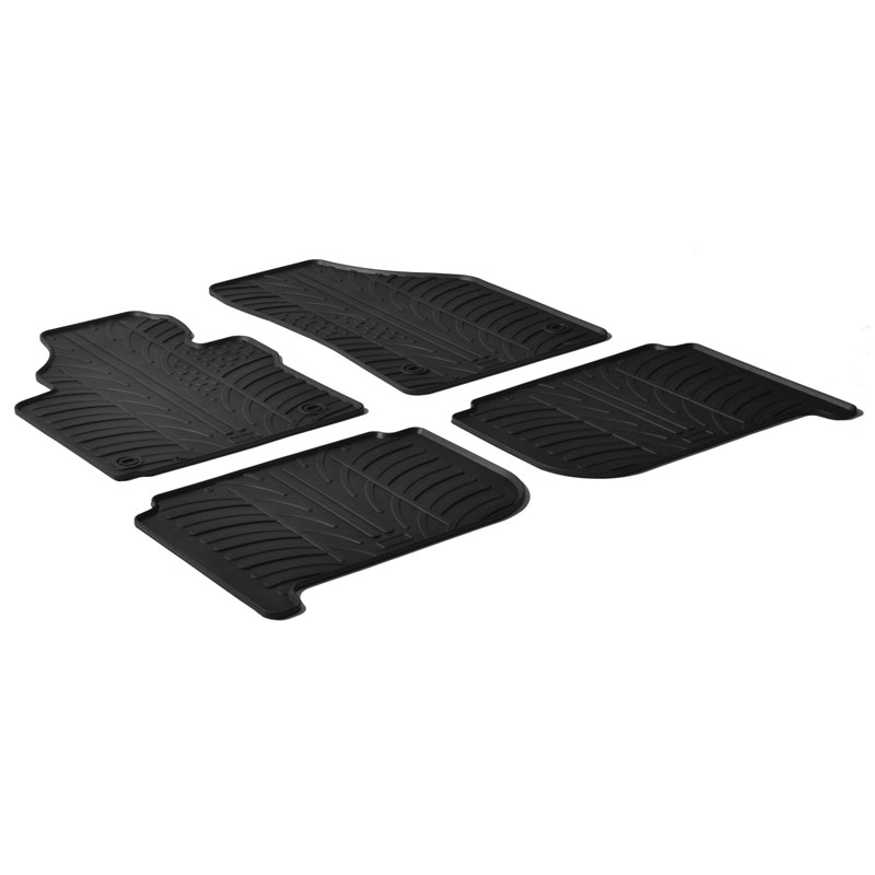 Set tapis de caoutchouc sur mesure pour Volkswagen Touran 2003-2015 (T profil 4-pièces + clips de montage)