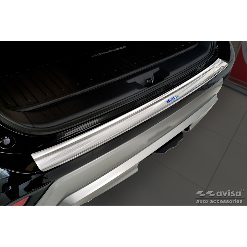 Protection de seuil arrière inox sur mesure pour Toyota Highlander (XU70) 2020- 'Hybrid'