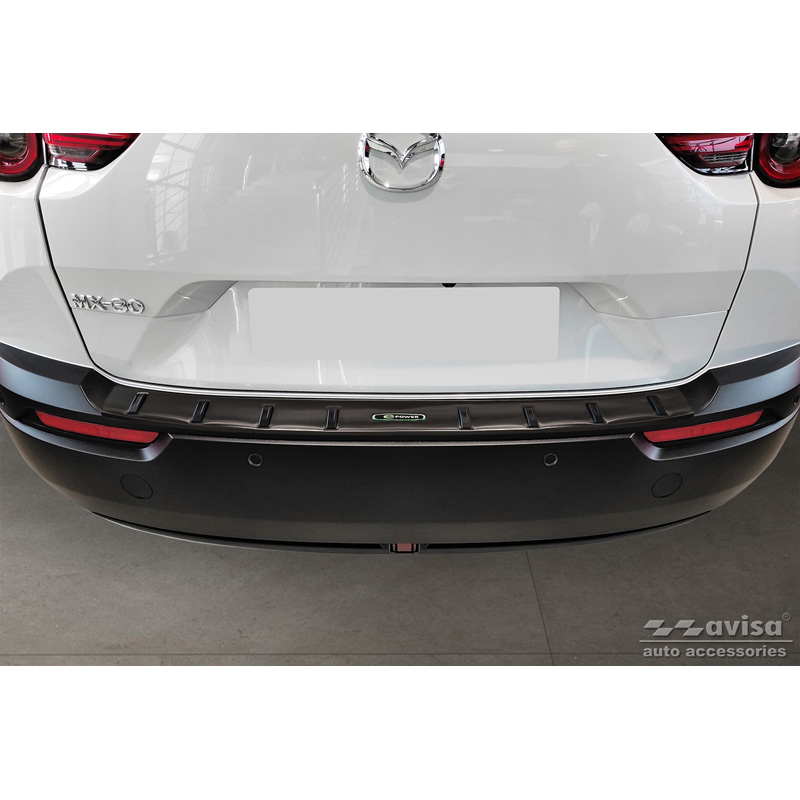 Protection de seuil arrière inox noir sur mesure pour Mazda MX-30 2020- 'STRONG EDITION'