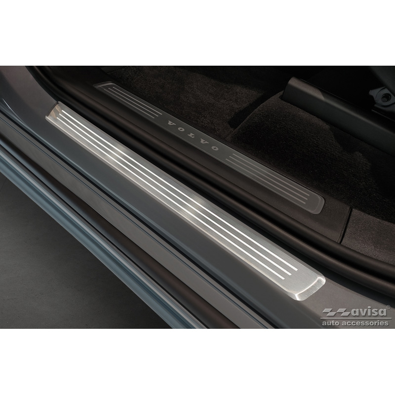 Seuils de portes inoxydable sur mesure pour Volvo XC90 II 2015-2019 et tous les modèles restylés - 'Lines' - 4-pièces