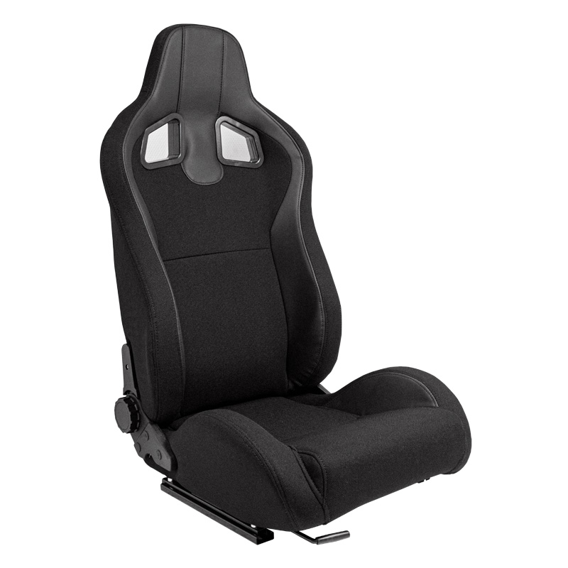 Siège baquet 'MR' - Simili Cuir Noir + Noir Textile Pine - Dossier réglable - incl. glissières