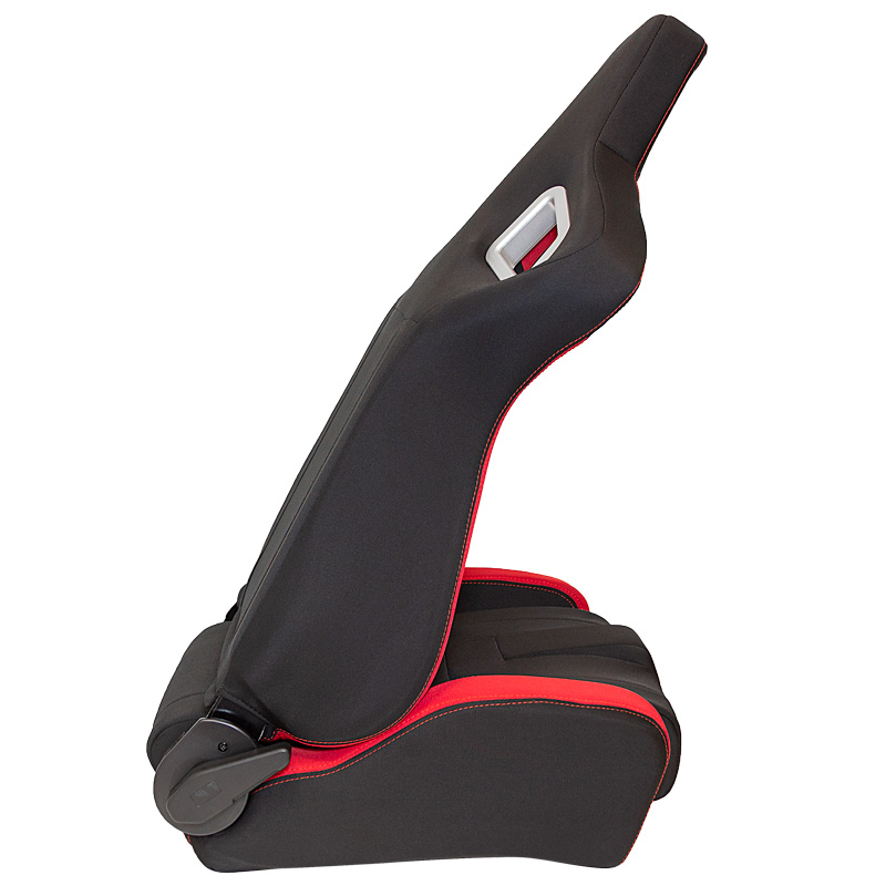 Siège baquet 'RS6-II' - Tissu Noir/Rouge - Dossier réglable - incl. glissières