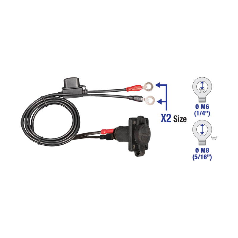 Optimate Kit de prise 12 V pour montage sur panneau - Prise AUTO étanche avec câble de raccordement SAE