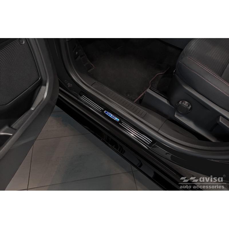Seuils de portes inoxydable noir sur mesure pour Ford Kuga III 2019-2024 & FL 2024- 'Hybrid' - 4-pièces