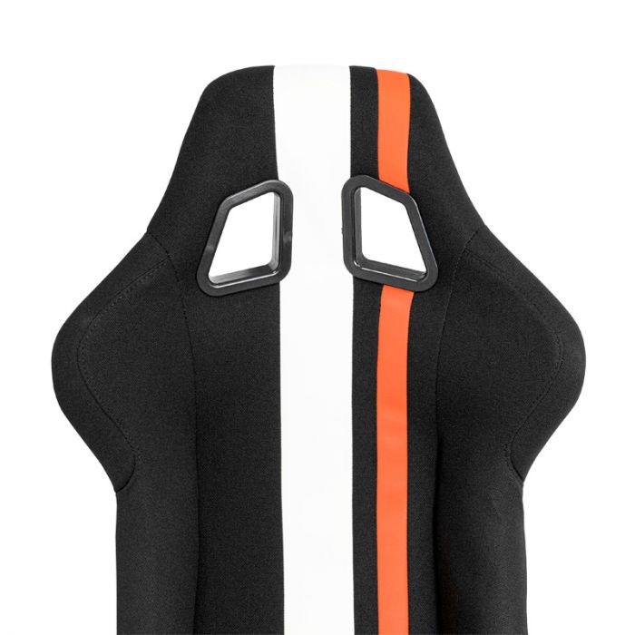 Siège baquet 'MO' - Noir/Rouge/Blanc - Dossier fixe en polyester - incl. glissières