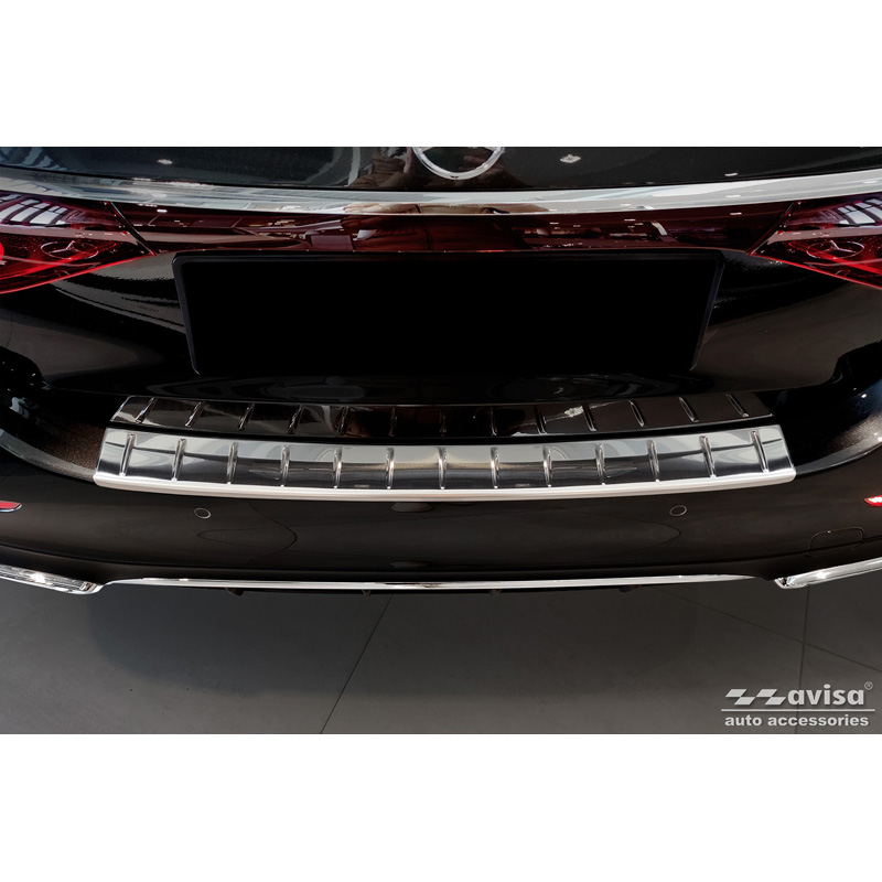 Protection de seuil arrière inox sur mesure pour Mercedes Classe-E W214 Sedan 2023- 'Ribs'