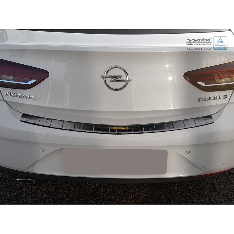 Protection de seuil arrière inox noir sur mesure pour Opel Insignia Grand Sport 5-portes 2017-2020 & FL 2020- 'Ribs'