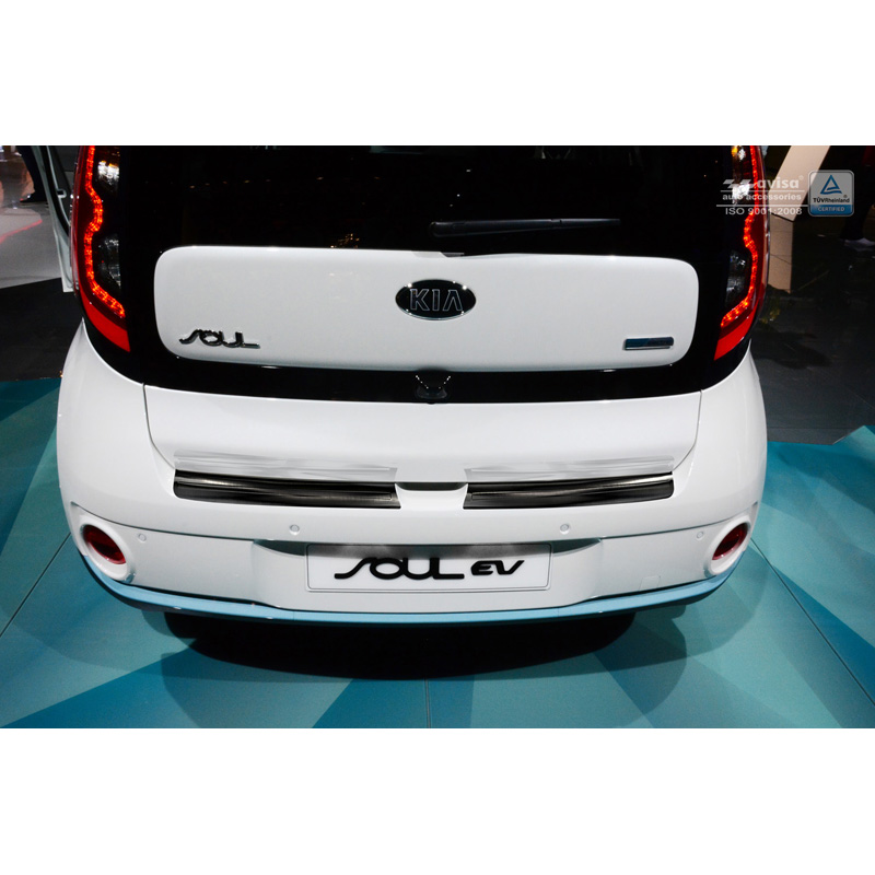 Protection de seuil arrière inox noir sur mesure pour Kia Soul EV 2014- (2-Pièces)