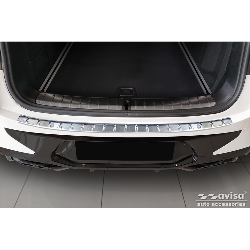 Protection de seuil arrière inox sur mesure pour BMW X4 G02 FL 2021- avec Pacquet-M 'Ribs'