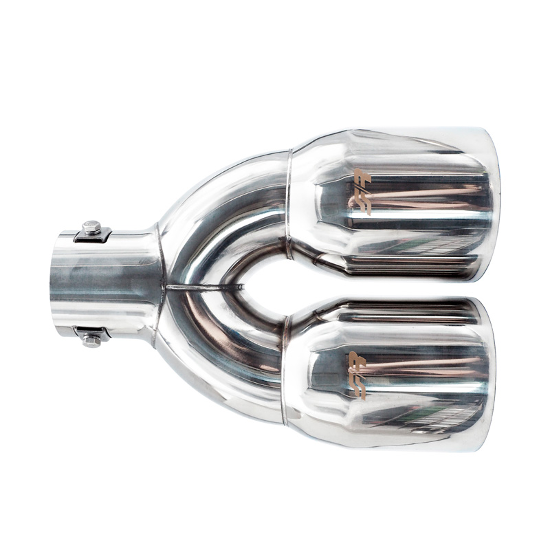 Simoni Racing Embout d'Échappement Rond Double/Oblique Inox - Ø90xL245mm - Montage 35->61mm