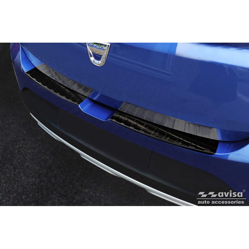 Protection de seuil arrière inox noir sur mesure pour Dacia Sandero III 2020-2022 & Facelift 2022- 'Ribs' incl Stepway (2-pièces)