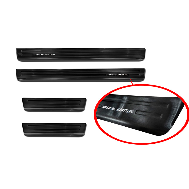 Seuils de portes inoxydable noir sur mesure pour Opel Corsa F HB 5-portes 2019- 'Special Edition' - 4-pièces (excl. Equipment Ultimate)