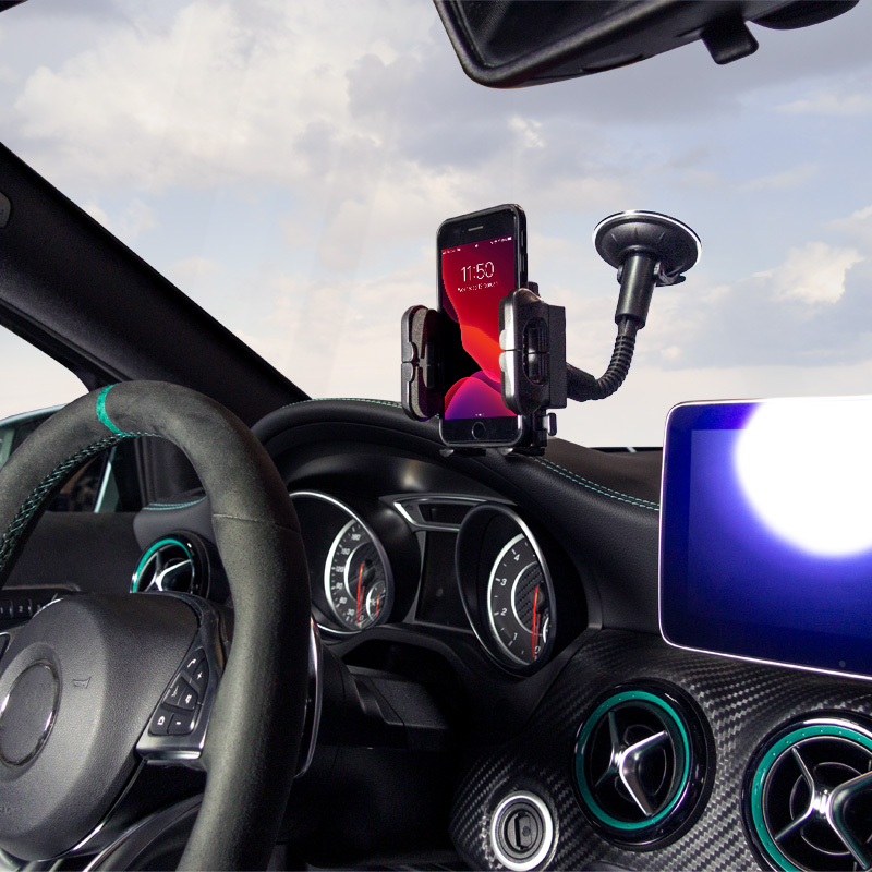 Support universel pour Smartphone/Navigation avec ventouse/col de cygne 40-120mm