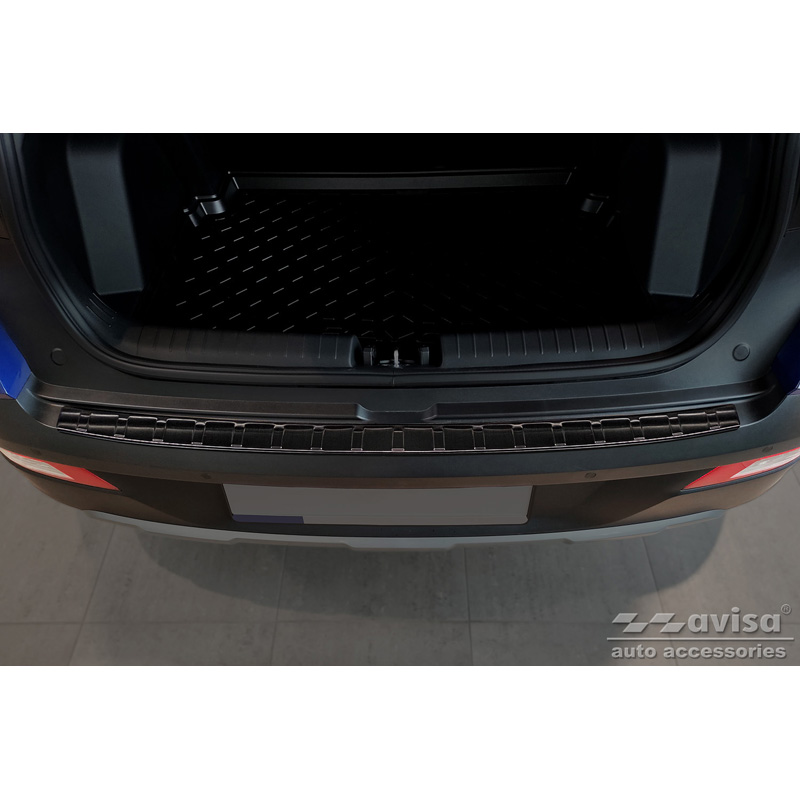 Protection de seuil arrière inox Noir sur mesure pour Hyundai Bayon 2021- 'Ribs'