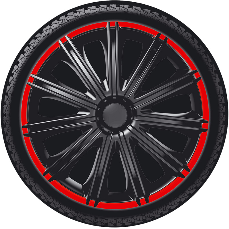 Jeu d'enjoliveurs Nero R 15-inch noir/rouge