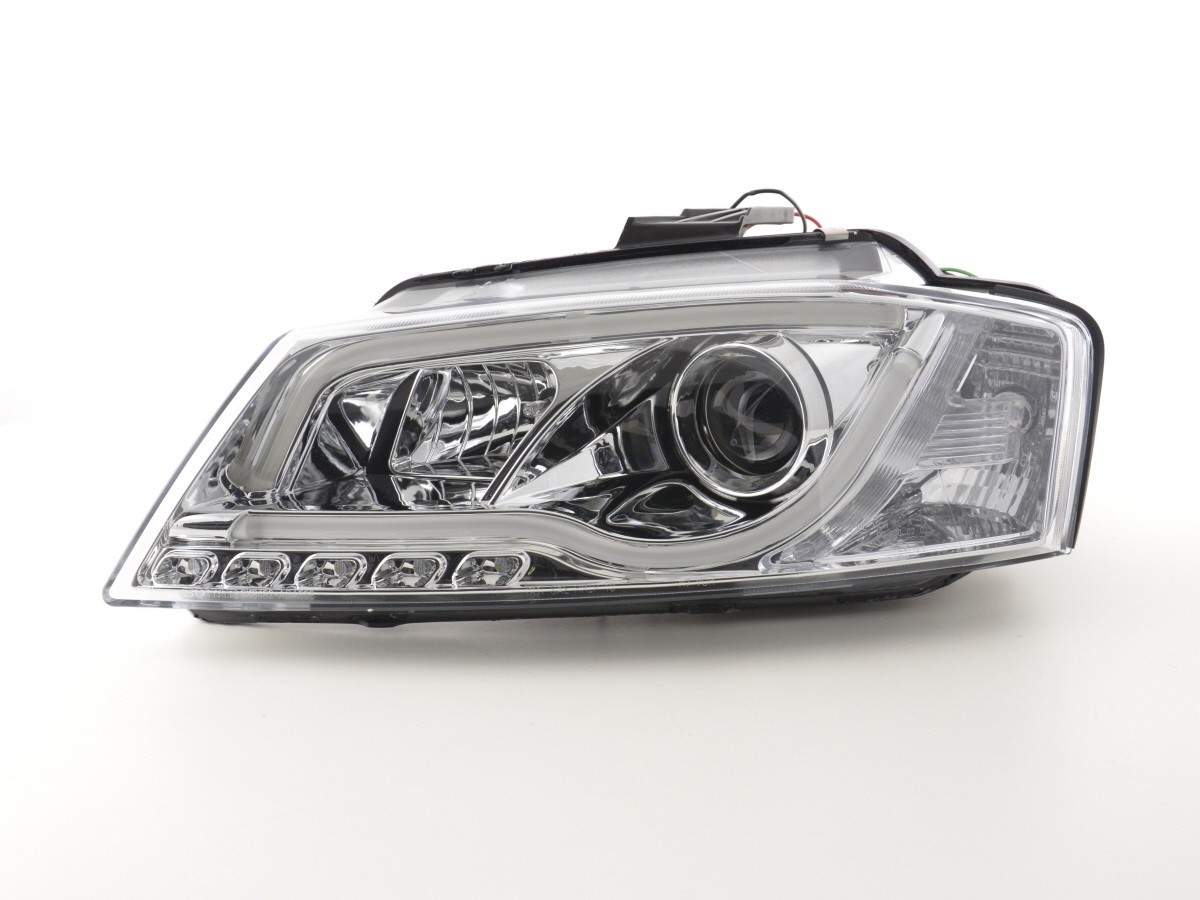 Headlights fits Audi A3 8P 08-12 Tube Light LED chome