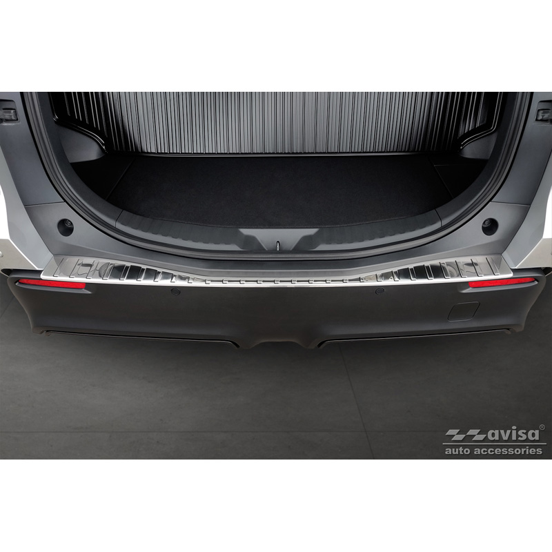 Protection de seuil arrière inox sur mesure pour Toyota bZ4X 2021- & Subaru Solterra 2022- 'Ribs'