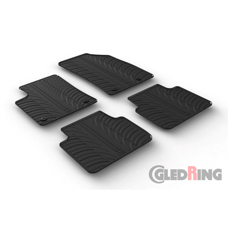 Set tapis de caoutchouc sur mesure pour Opel Crossland X 6/2017-1/2021 (T profil 4-pièces + clips de montage)