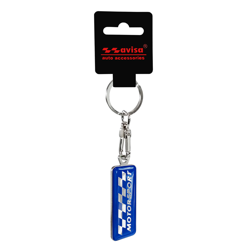 Porte-clés en acier inoxydable -  'Motorsport' Bleu