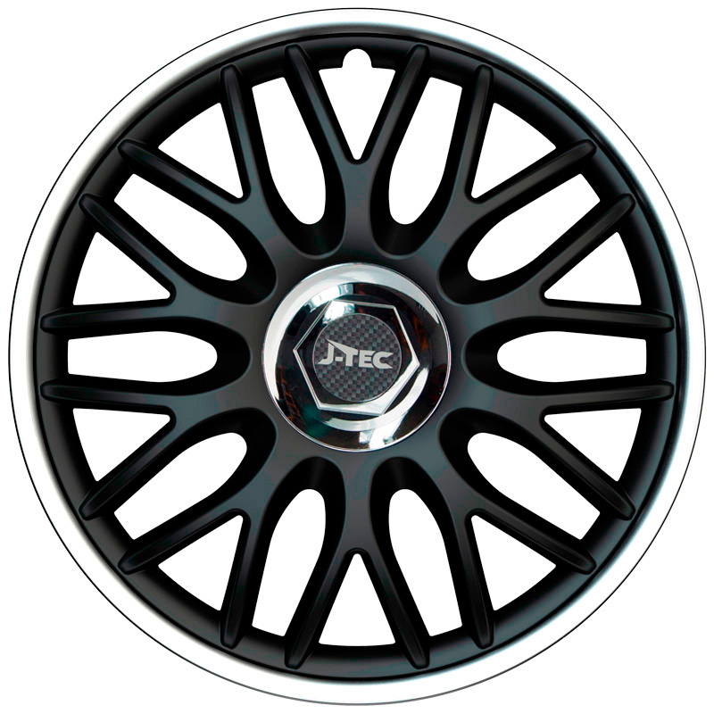 Jeu d'enjoliveurs J-Tec Orden R 16-inch noir/argent + anneau chromé