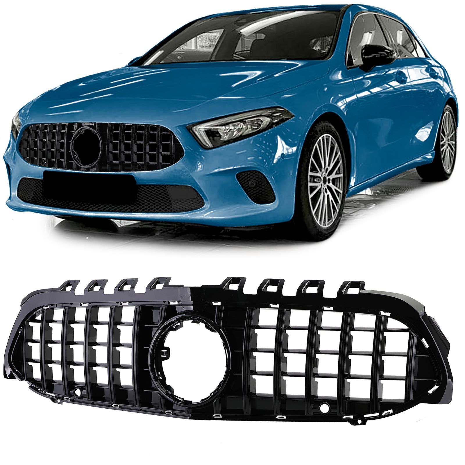 Grill Mercedes A klasse W177 GT-Look met Camera Zwart