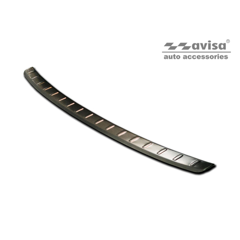 Protection de seuil arrière inox noir sur mesure pour Peugeot 208 II HB 5-portes 2019-2023 & FL 2023- 'Ribs'