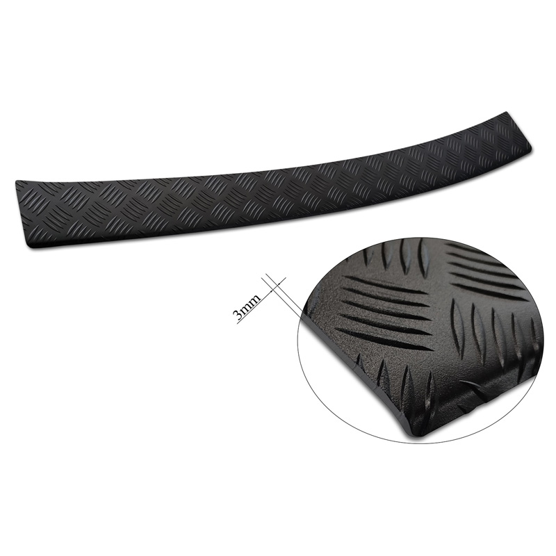 Protection de seuil arrière en aluminium noir mat sur mesure pour Volkswagen ID. Buzz + Cargo 2022- 'Riffled Plate'