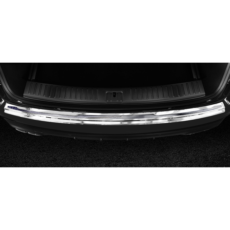 Protection de seuil arrière inox 'Deluxe' sur mesure pour Porsche Cayenne III 2017- 'Performance' Argent/Carbone Argent