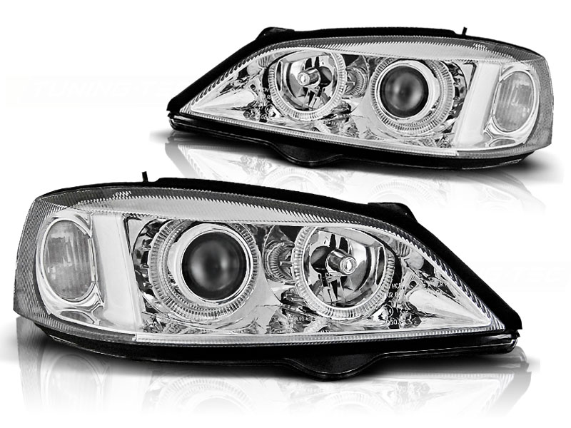 Phares Opel Astra G Angel Eyes chrome