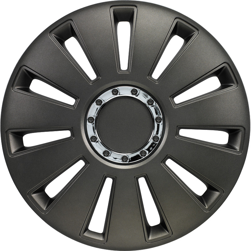 Jeu d'enjoliveurs Silverstone Pro 15-inch gun-metal + anneau chromé