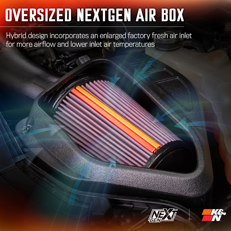 K&N NextGen d'admission d'air froid  sur mesure pour Dodge Charger/Challenger & Chrysler 300(C ) 3.6L V6 2011-2023 (50-2544)