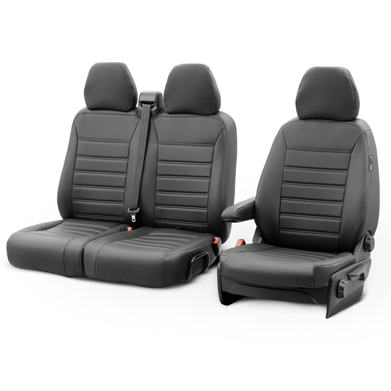 New York Design Housses de siège en cuir artificiel 2+1 sur mesure pour Renault Trafic/Fiat Talento/Nissan NV300/Opel Vivaro 2014- (Dossier de banquette divisé)
