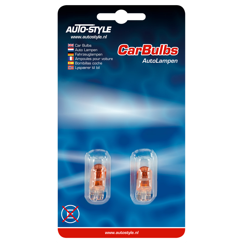 T-10 12V/5W Ampoules 12V Orange (Coated), set de 2 pièces