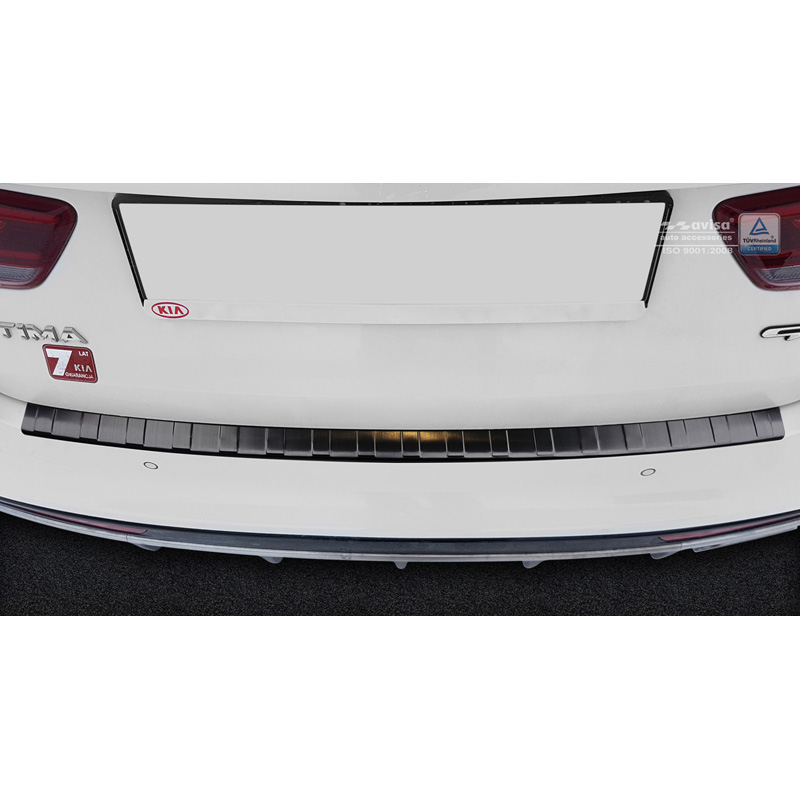 Protection de seuil arrière inox noir sur mesure pour Kia Optima Sedan 2015- Ribs'