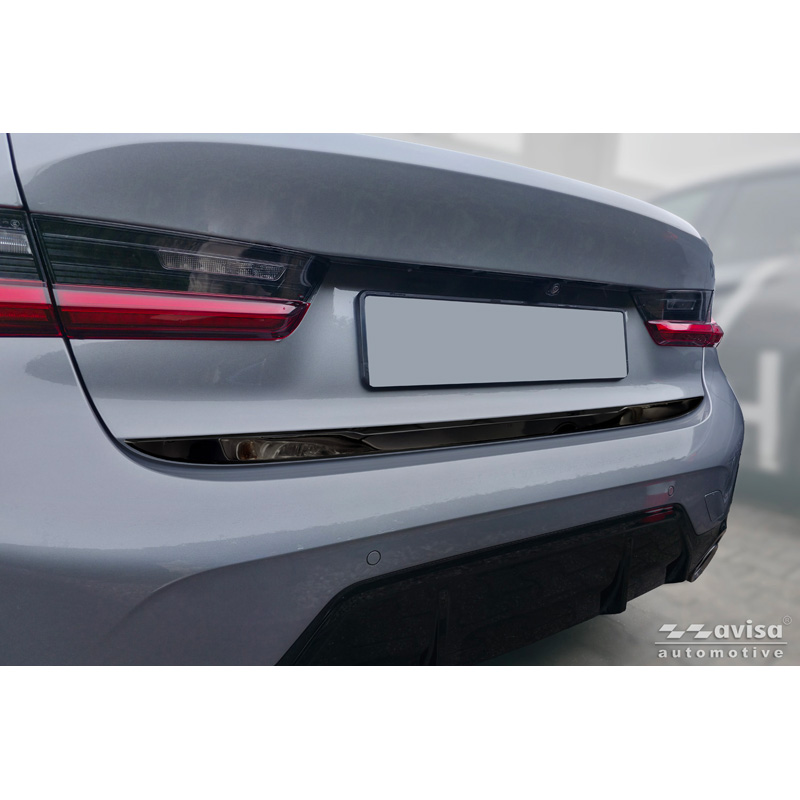 Avisa Moulure de hayon en Inox Noir Chrome sur mesure pour BMW Série 3 (G20) M-Sport Facelift 2018-2022, Facelift 2022-2024 & Facelift 2024-