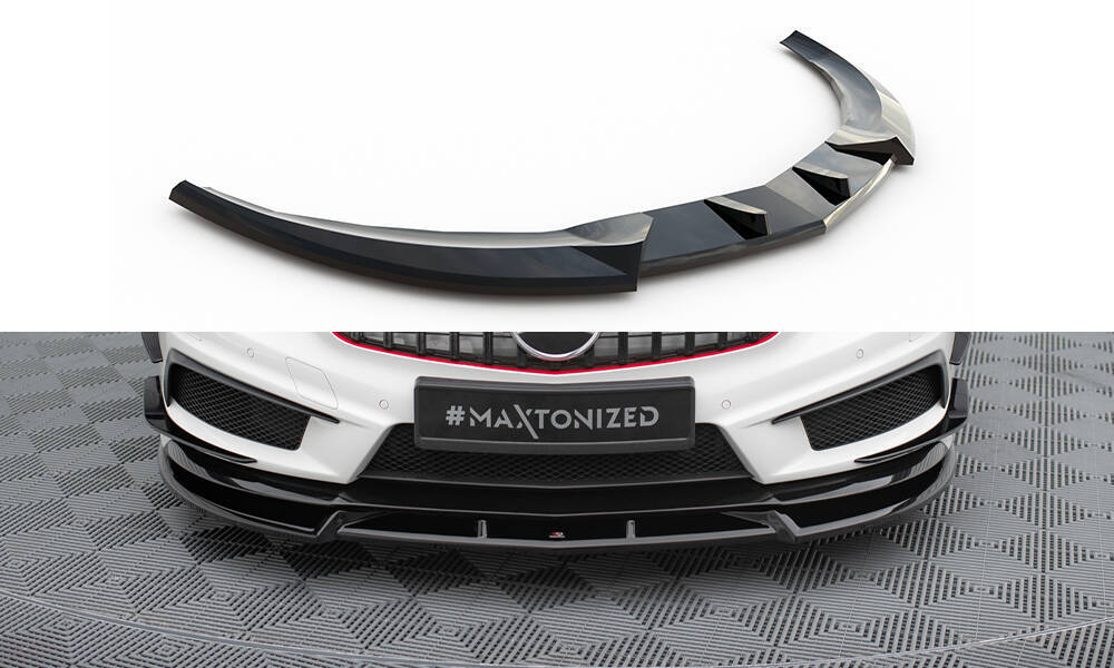 Voorspoiler V.3 Mercedes A45 AMG W176 Maxton Glans Zwart