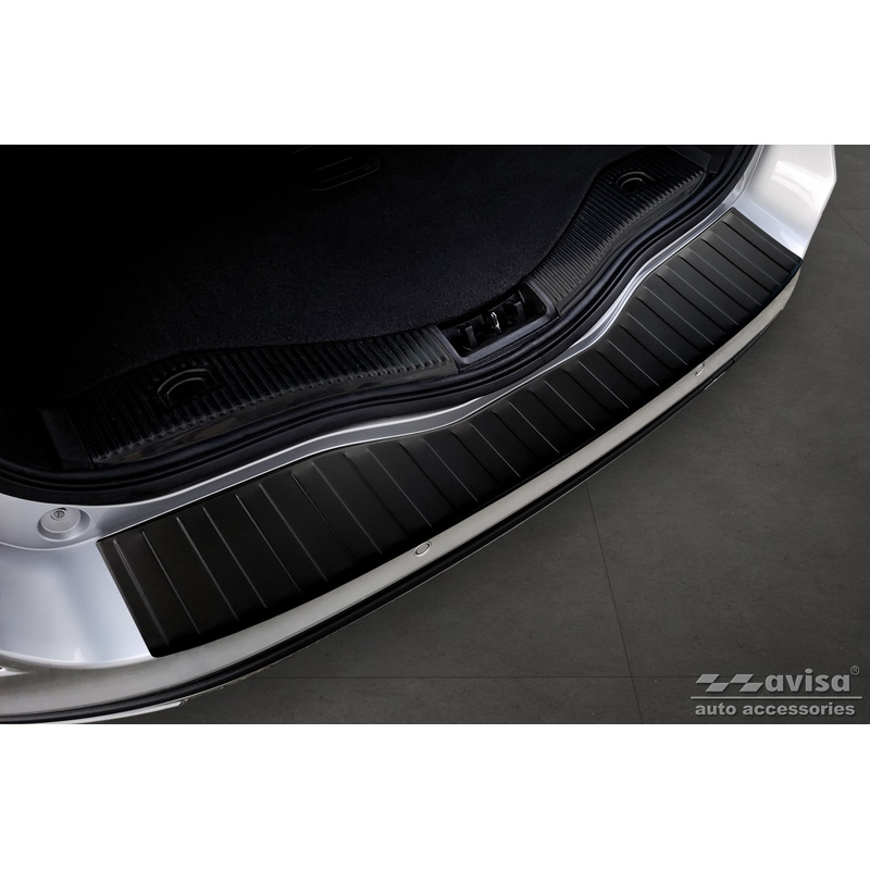 Protection de seuil arrière inox noir mat sur mesure pour Ford Mondeo V Wagon 2014- 'Ribs'
