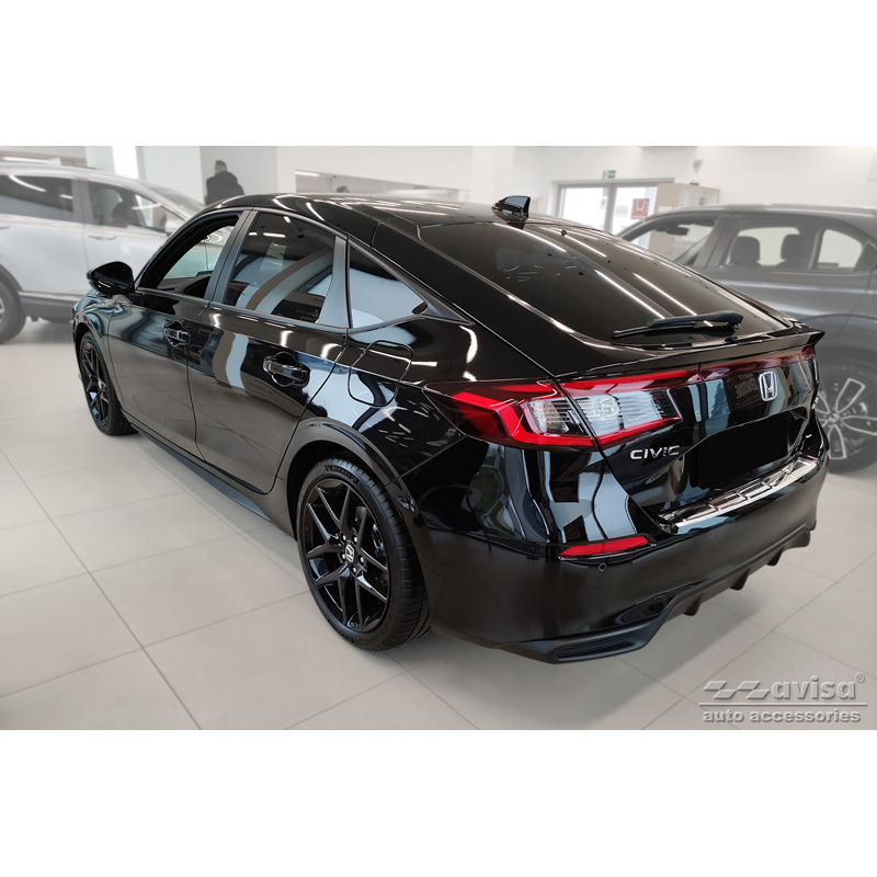 Protection de seuil arrière inox sur mesure pour Honda Civic XI HB 2022- 'Ribs'