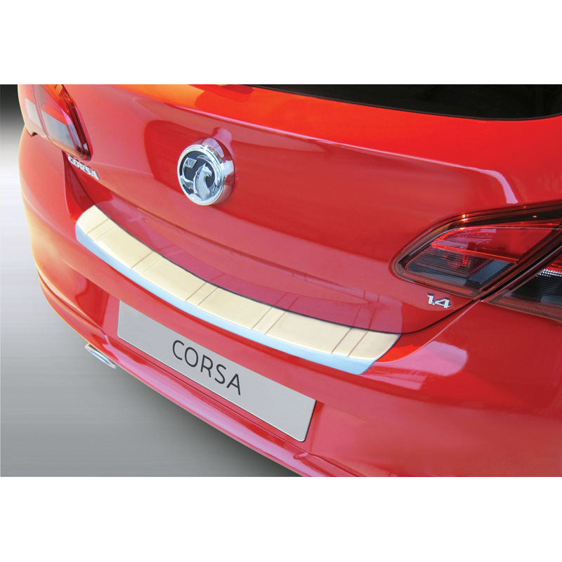Protection de seuil arrière (ABS) sur mesure pour Opel Corsa E 3/5 portes 2015-2019 Argent 'Ribbed'