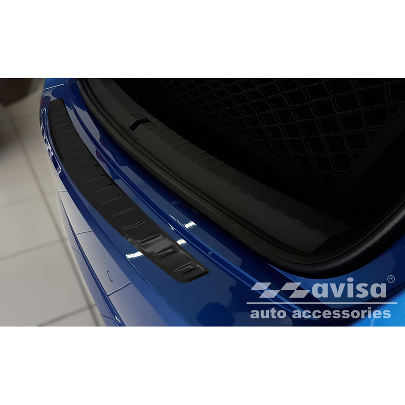 Protection de seuil arrière inox noir sur mesure pour Skoda Octavia IV Liftback 2020-2024 & FL 2024- 'Ribs'