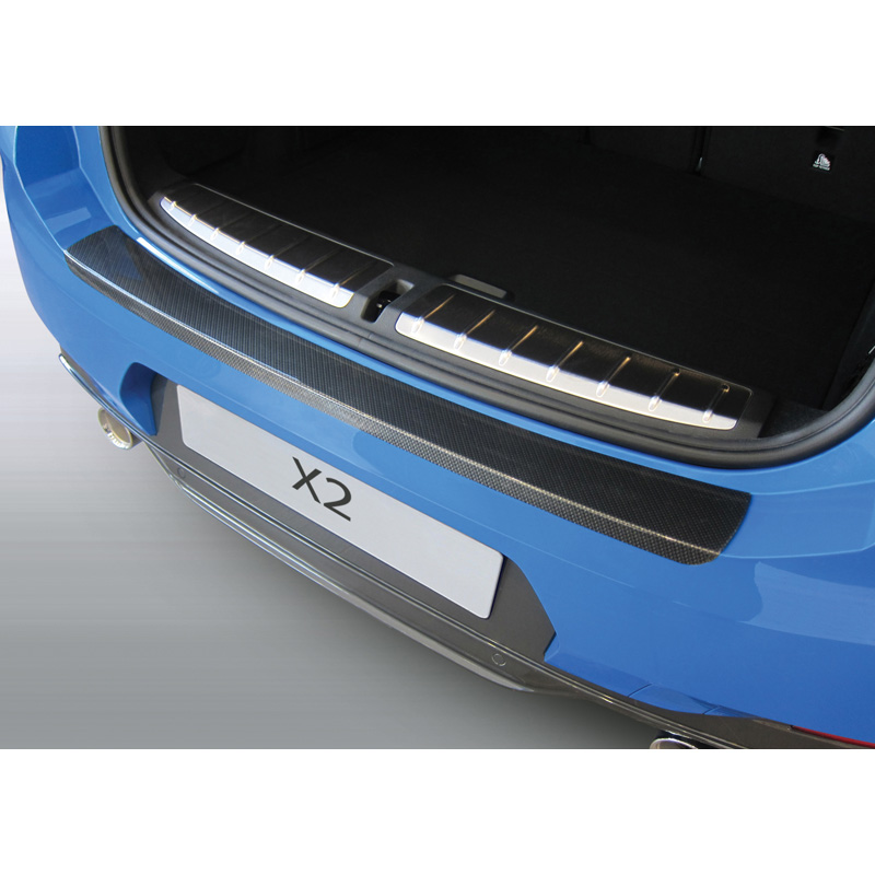 Protection de seuil arrière (ABS) sur mesure pour BMW X2 F39 SE/M-Sport/X 3/2018- Look Carboné