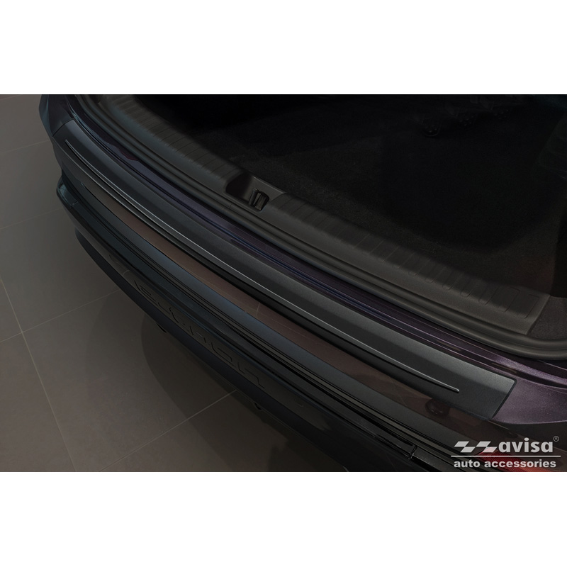 Avisa Protection de seuil arrière inox noir mat sur mesure pour Audi Q4 e-tron (F4B) & Q4 e-tron Sportback (F4N) 2021- 'Ribs'