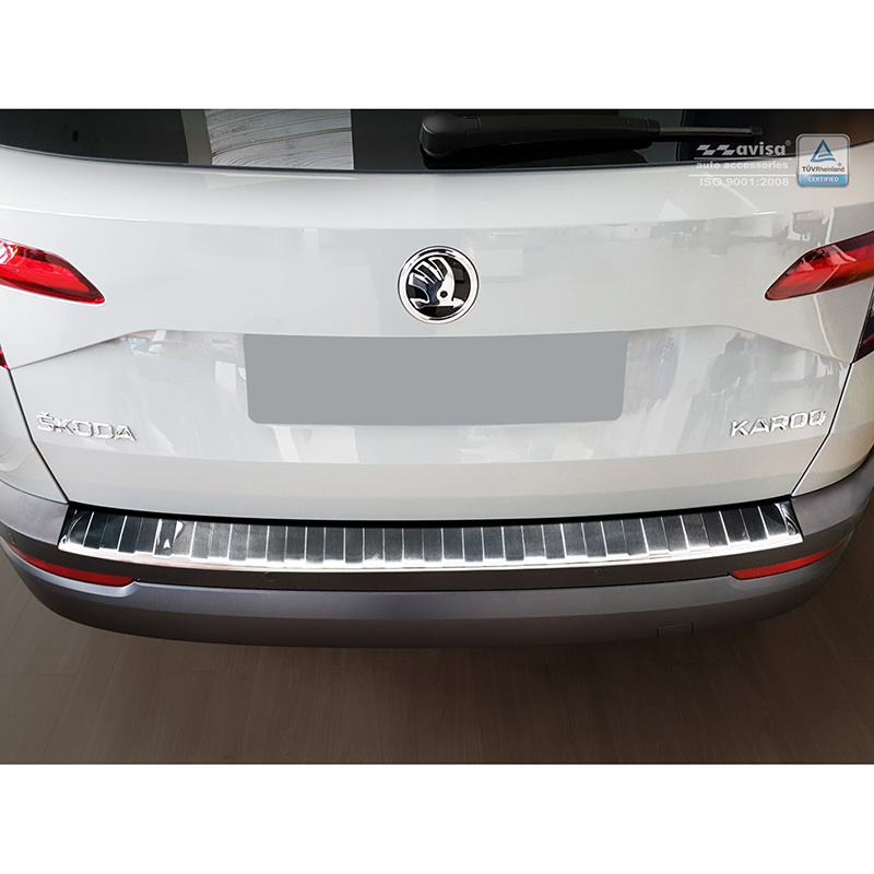 Protection de seuil arrière inox sur mesure pour Skoda Karoq 2017-2022 'Ribs'